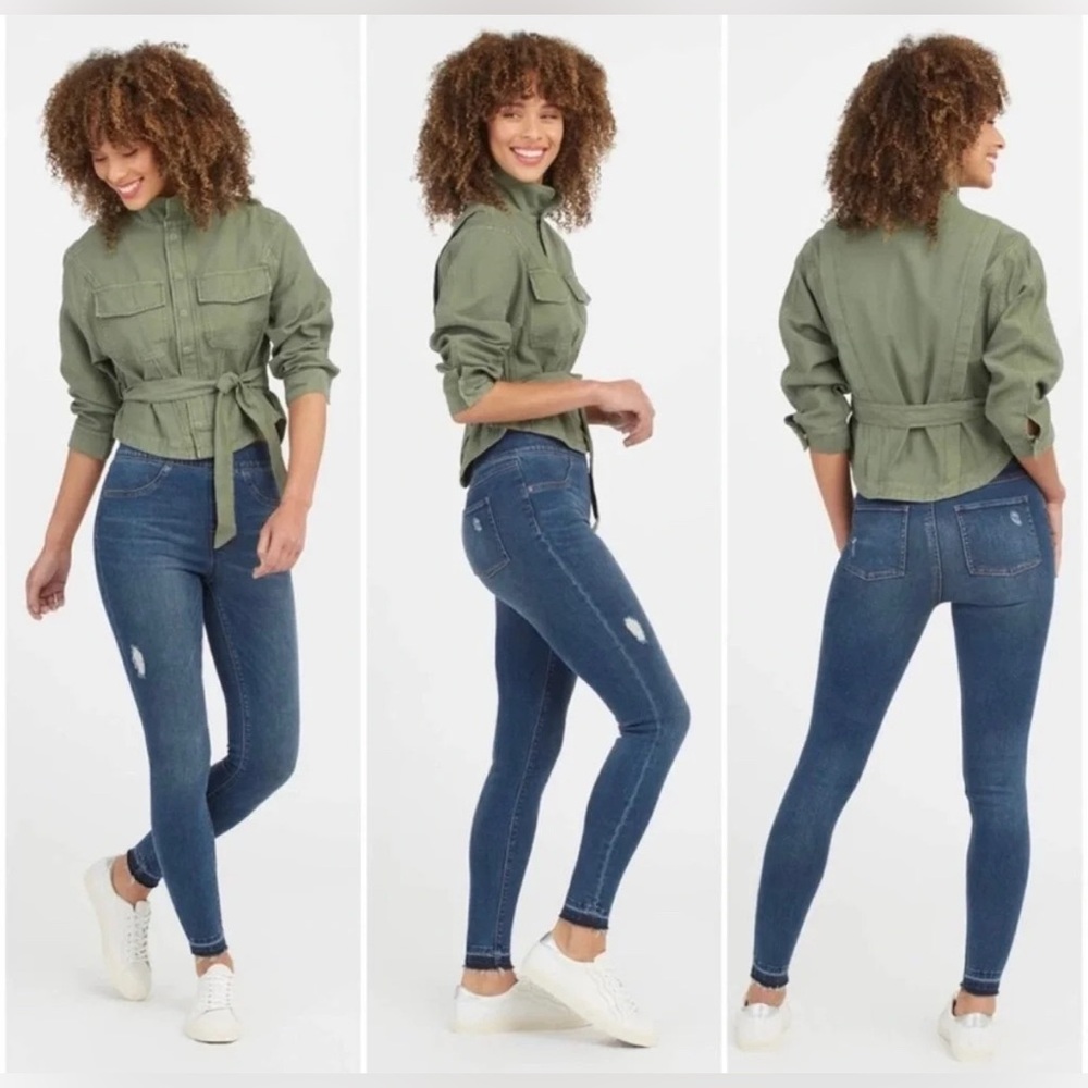 NWT Spanx Distressed Denim Leggings-Medium Wash